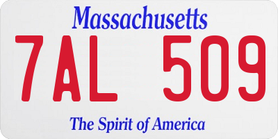 MA license plate 7AL509