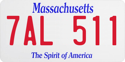 MA license plate 7AL511