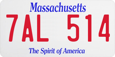 MA license plate 7AL514