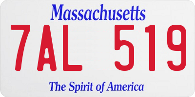 MA license plate 7AL519