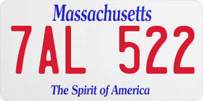 MA license plate 7AL522