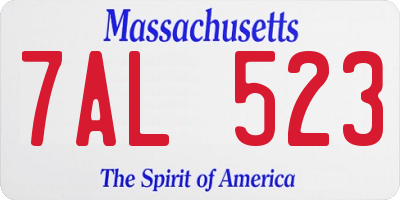 MA license plate 7AL523