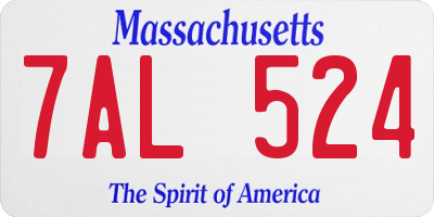 MA license plate 7AL524