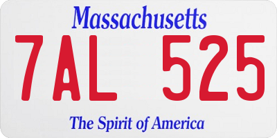 MA license plate 7AL525