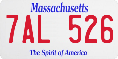 MA license plate 7AL526