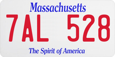 MA license plate 7AL528