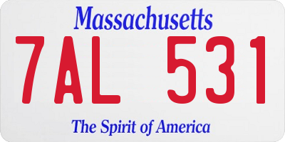 MA license plate 7AL531