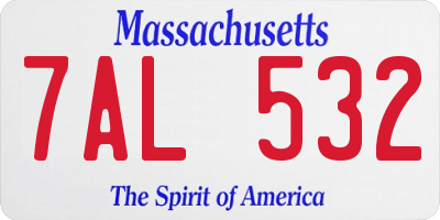MA license plate 7AL532
