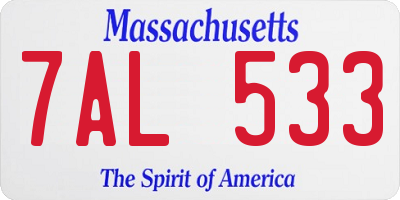 MA license plate 7AL533