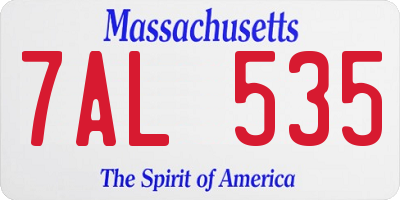 MA license plate 7AL535