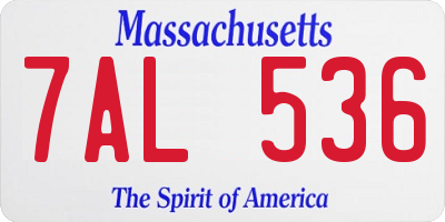 MA license plate 7AL536