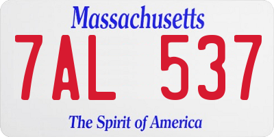 MA license plate 7AL537