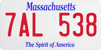 MA license plate 7AL538