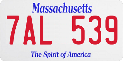 MA license plate 7AL539