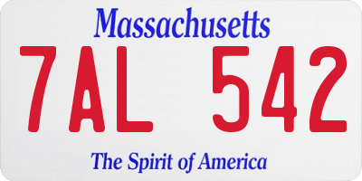 MA license plate 7AL542