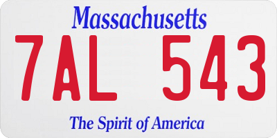 MA license plate 7AL543
