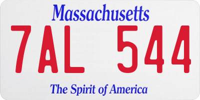 MA license plate 7AL544