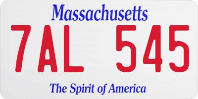 MA license plate 7AL545