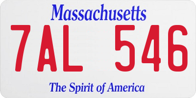 MA license plate 7AL546