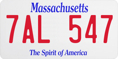 MA license plate 7AL547