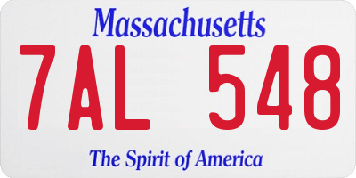 MA license plate 7AL548