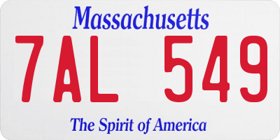 MA license plate 7AL549