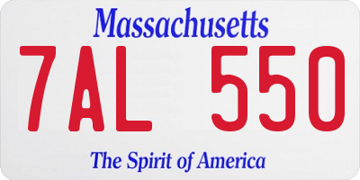 MA license plate 7AL550