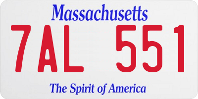 MA license plate 7AL551