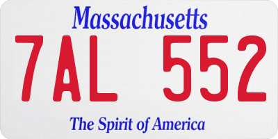 MA license plate 7AL552