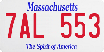 MA license plate 7AL553