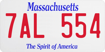 MA license plate 7AL554