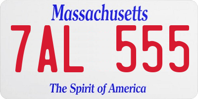 MA license plate 7AL555
