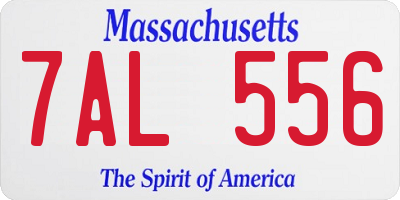 MA license plate 7AL556