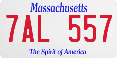 MA license plate 7AL557