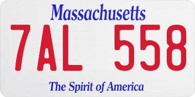 MA license plate 7AL558
