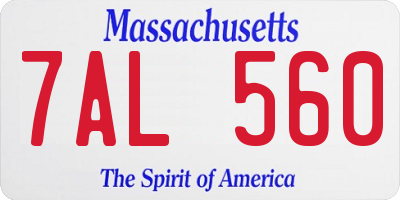 MA license plate 7AL560