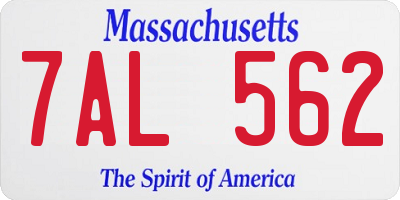 MA license plate 7AL562
