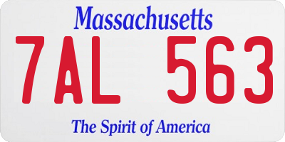 MA license plate 7AL563