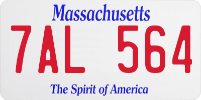 MA license plate 7AL564