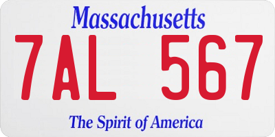 MA license plate 7AL567