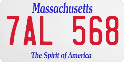 MA license plate 7AL568