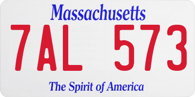 MA license plate 7AL573