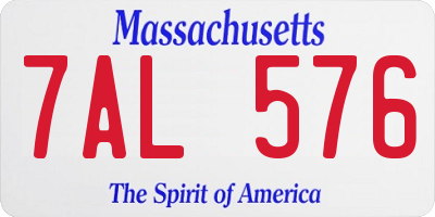 MA license plate 7AL576