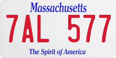 MA license plate 7AL577