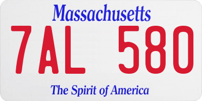 MA license plate 7AL580