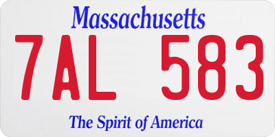 MA license plate 7AL583