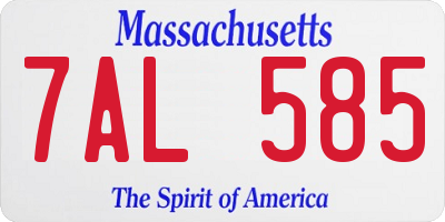 MA license plate 7AL585