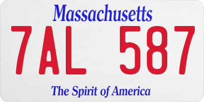 MA license plate 7AL587