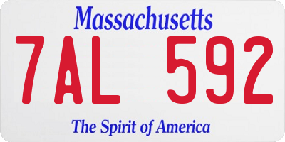 MA license plate 7AL592