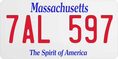 MA license plate 7AL597